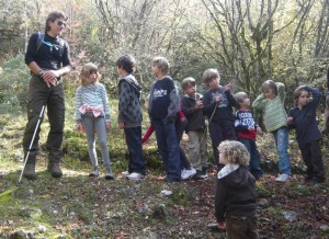 The experienced guide, Vassilis Nasiakos, with a group of children during a trekking excursion in the Zagori region
